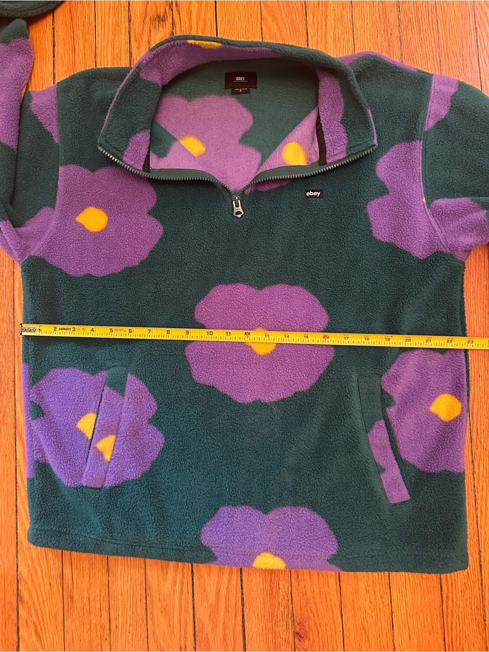 Obey‎ Men’s Streetwear Boho Floral Half-Zip Fleece size Medium - Picture 10 of 13